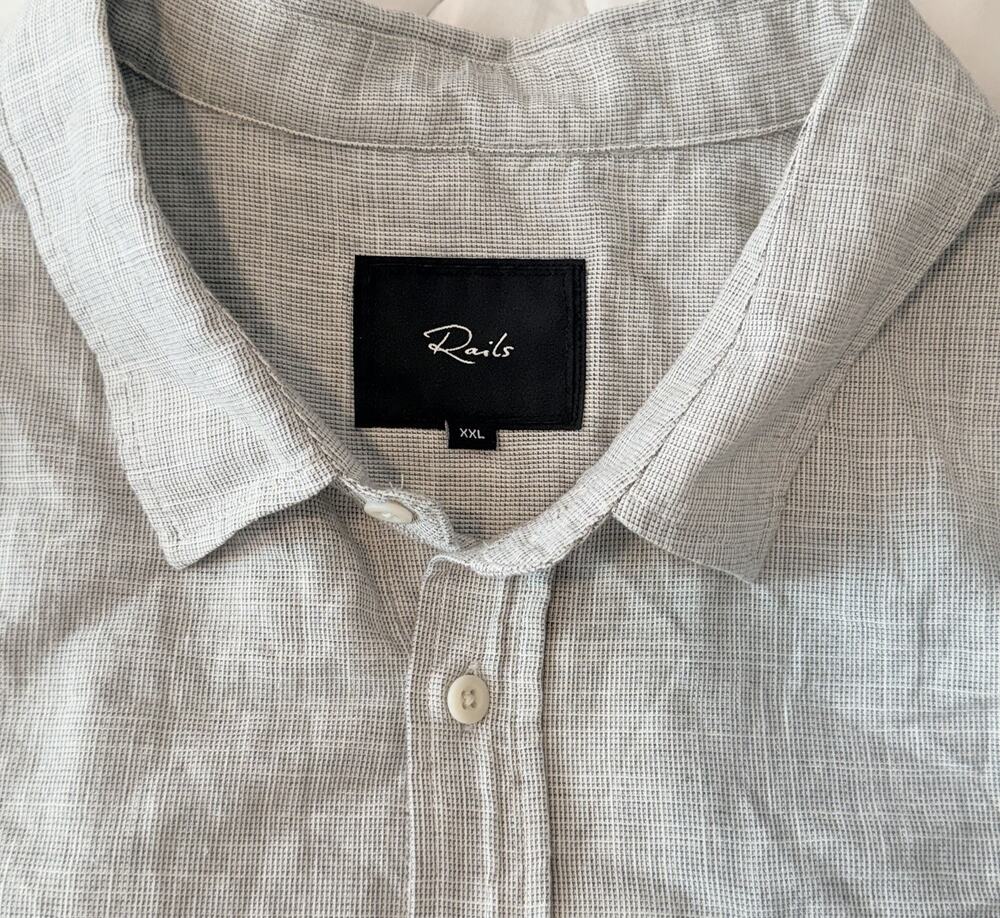 Rails Men's Regular Fit Wyatt Shirt Grey Green Chambray XXL 2XL Button Down $148